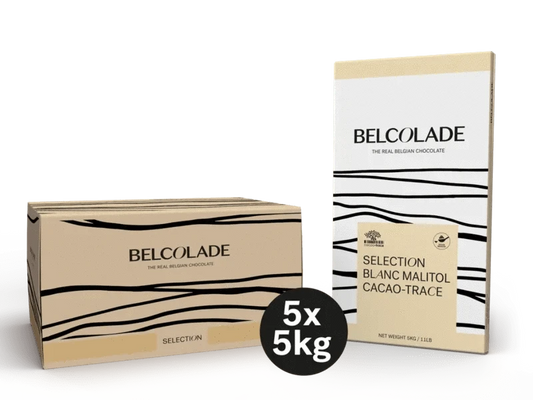 Belcolade Suikervrij/suikerarm Belcolade Selection Blanc (suikervrij) Block X605/J Maltitol Cacao Trace 25 kg Belcolade Selection Blanc (suikervrij) Block X605/J Maltitol Cacao Trace/Bestel eenvoudig online/Anisana