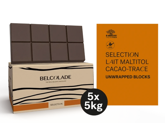 Belcolade Suikervrij/suikerarm Belcolade Selection Lait (suikervrij)  Blok O3X5/J Maltitol Cacao Trace 25 kg Belcolade Selection Lait (suikervrij)  Blok O3X5/J Maltitol Cacao Trace 25 kg/Bestel eenvoudig online/Anisana