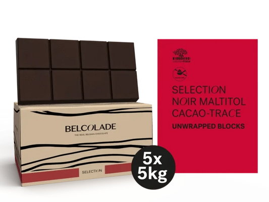 Belcolade Suikervrij/suikerarm Belcolade Selection Noir Blocks (suikervrij) C501/J Maltitol Cacao Trace 25 kg Belcolade Selection Noir (suikervrij) Block X605/J Maltitol Cacao Trace/Bestel eenvoudig online/Anisana